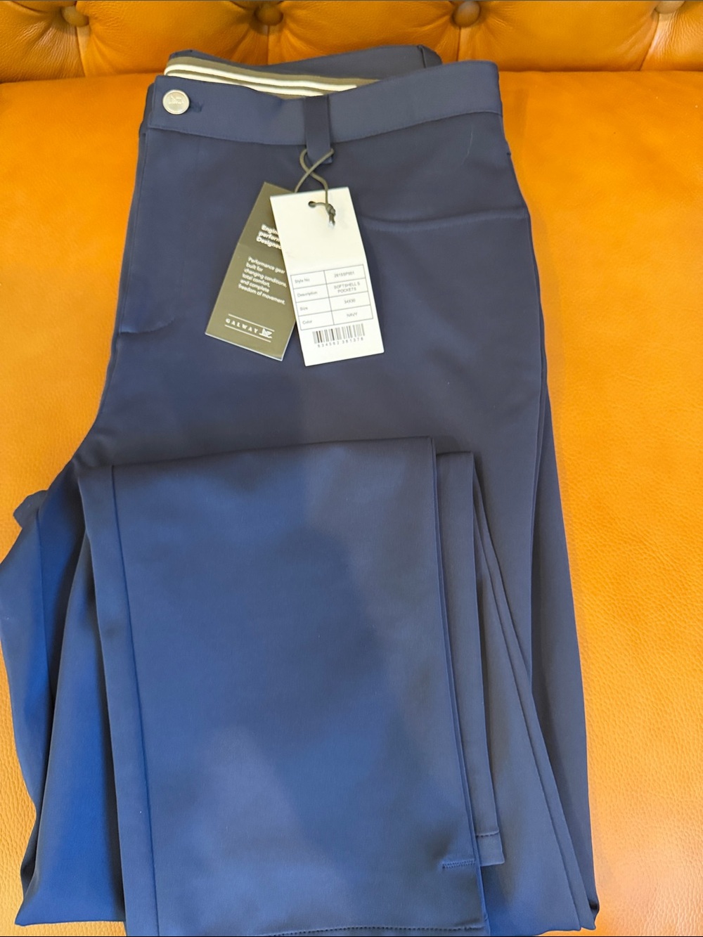Galway Navy Softshell Water resistant golf pants  — 5-Pocket Performance Design